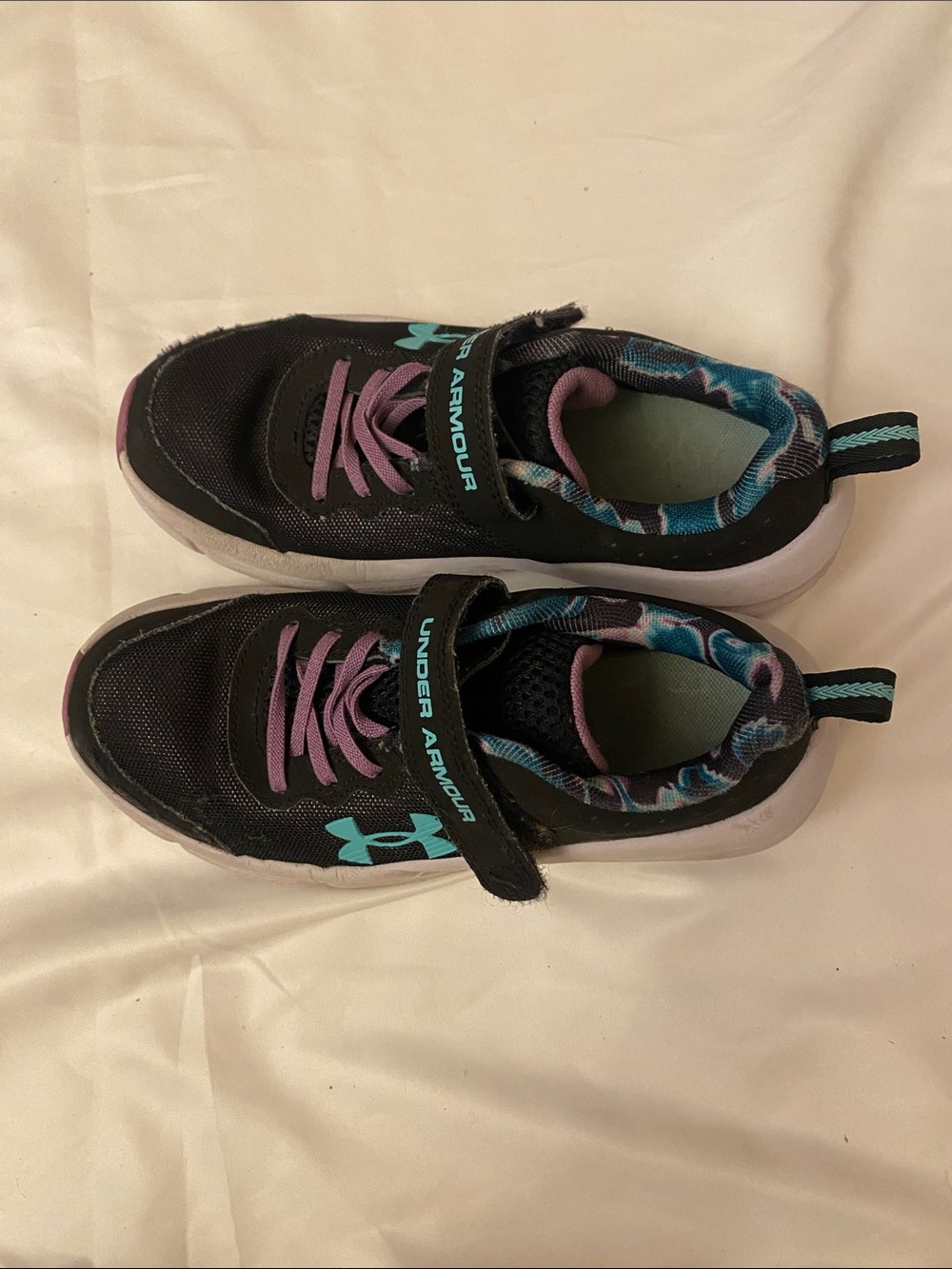 Under Armour Kids Black Sneakers with Teal and Purple Details